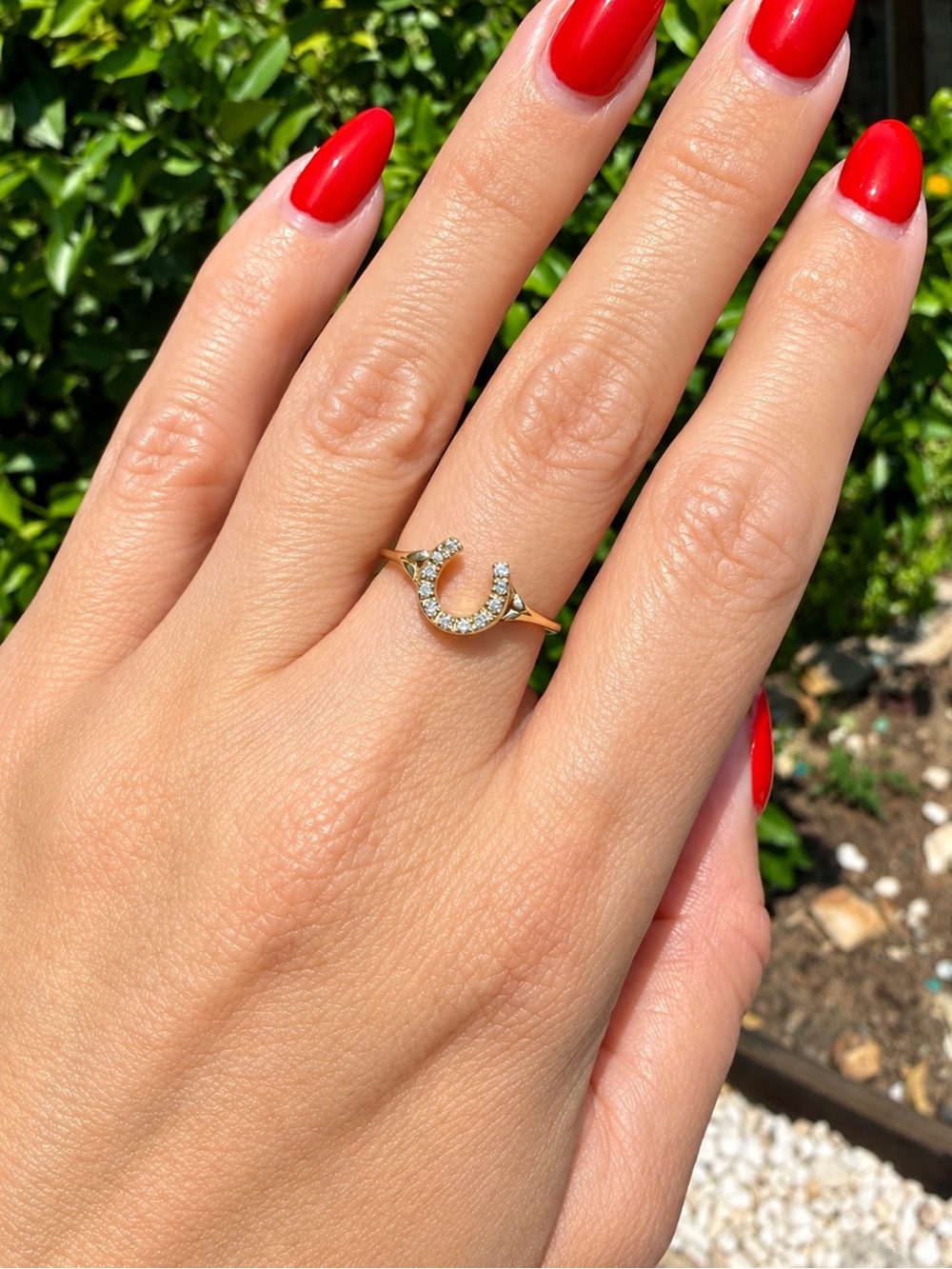 14k Gold & Diamond Horseshoe Ring - Women